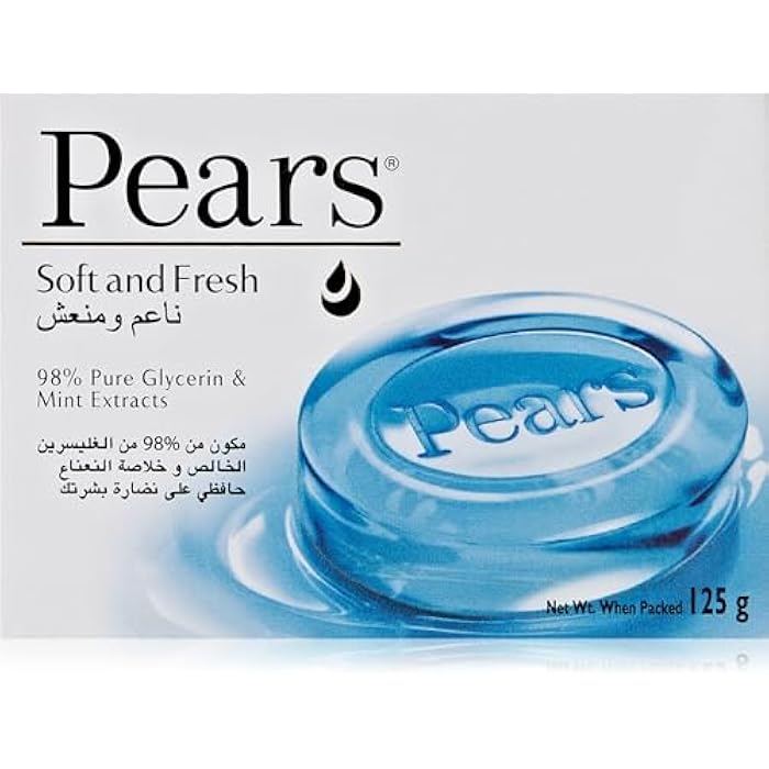 Pears Soft & Fresh Soap Bar with Mint Extracts, 98% Pure Glycerin, 125 gm - Image 1